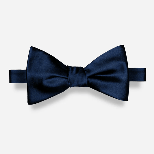 Tie Verse Midnight Navy Satin Silk Bow Tie